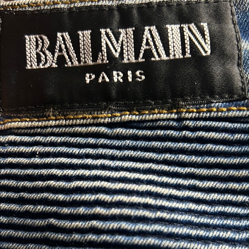 Balmain Paris Blue Slim Fit Biker Jeans (36-34) - Picture 6 of 15